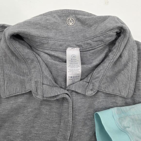 LOT 2 Ivivva Lululemon Girl SZ 10 Grey Blue Polo Short Sleeve Casual Athletic - Picture 2 of 5
